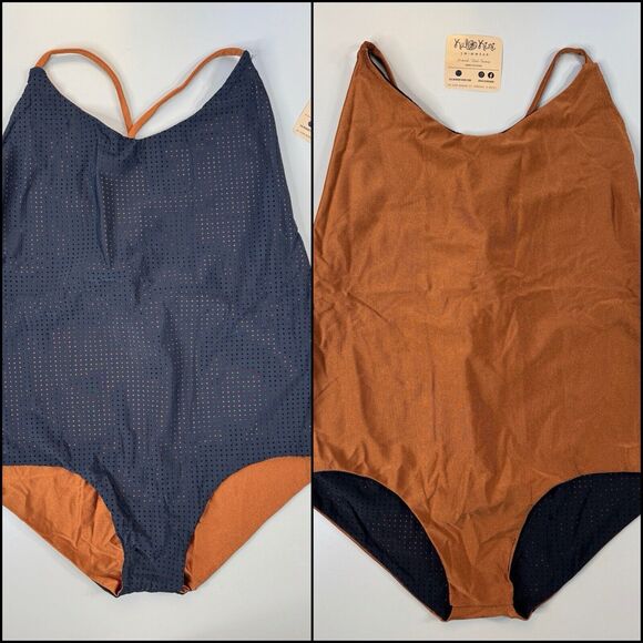 KaloKini Women’s One Piece Bathing Suit Size 2XL Pumpkin Spice Reversible Beach - Picture 1 of 16